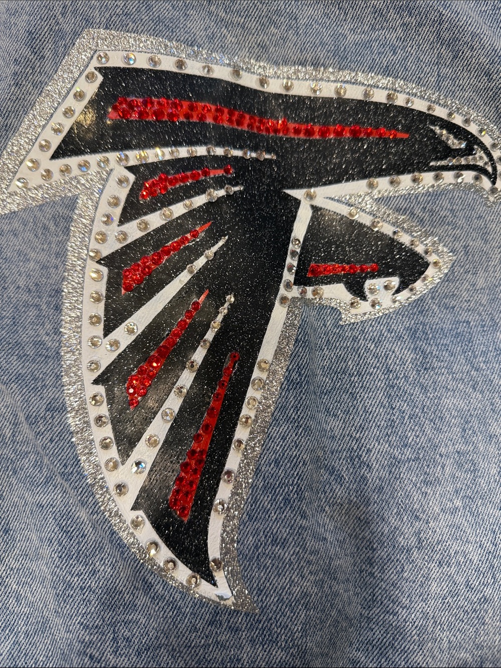Atlanta Falcons NFL Football Forever 21 Denim Jean Jacket Size M - Picture 12 of 15
